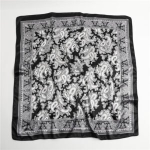 Vintage Floral Silk Scarf with Suzhou Embroidery - Black Sun Protection Head Wrap & Travel Shawl for Women